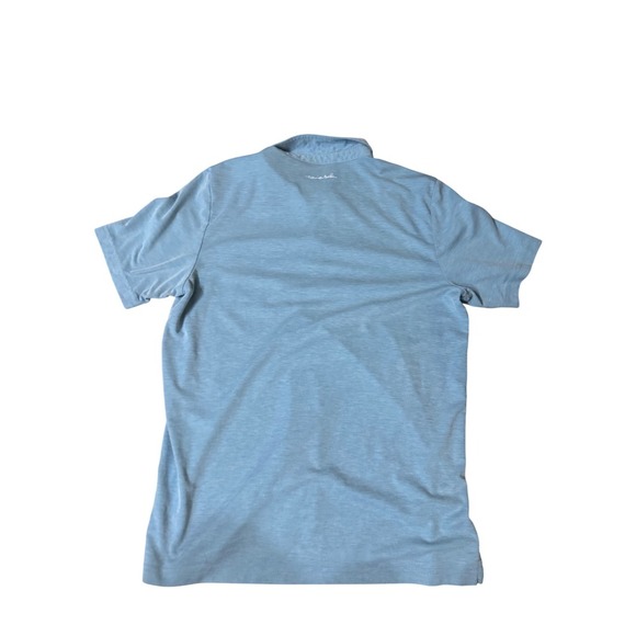 Travis Mathew Mens Polo Shirt Size L Blue Striped Short Sleeve Golf Casual - Picture 2 of 5